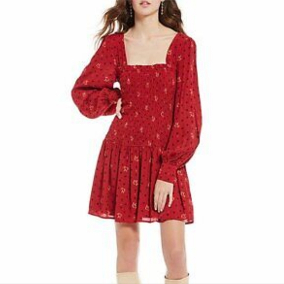 Free People Two Faces Mini Dress Red XS NWT - Picture 1 of 8